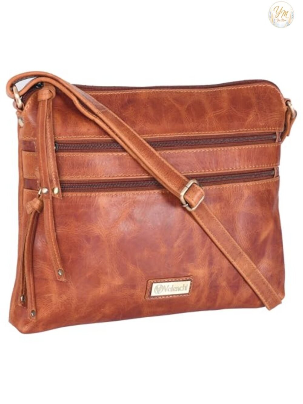 Genuine Leather Crossbody Bag Adjustable Strap Medium Handbag